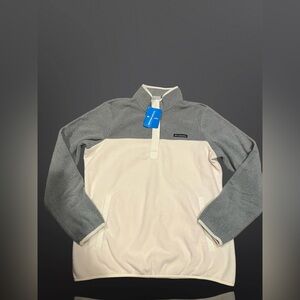 Columbia Snap Foster Creek Pullover Jacket Large Gray Cream New NWT Fleece.